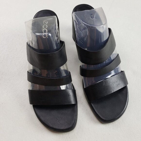 Ecco Shape Block Sandal 65 Womens 9-9.5 EU 40 Black Leather Open Toe Heel Shoe - Picture 3 of 12